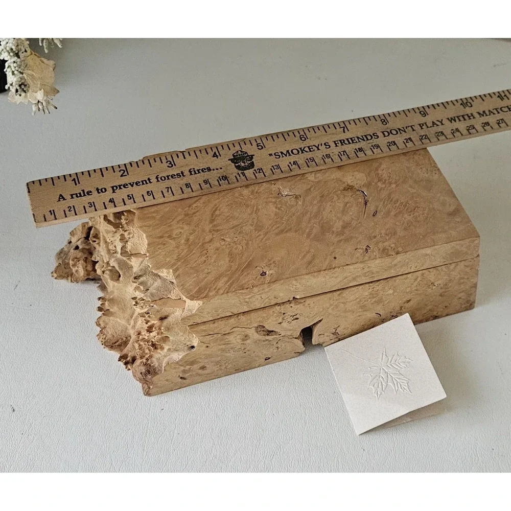 Michael Elkan Oregon Birdseye Maple Burl Box Handmade Wood Trinket Box Art Waxed